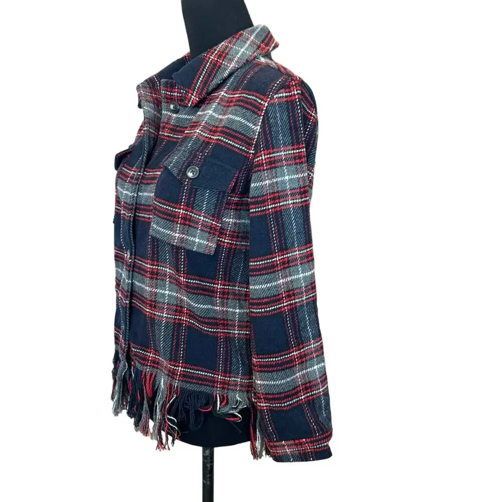 New ~ FRESHMAN NORDSTROM ~ Kids' Plaid Fringe Hem Shacket Size XL 16
